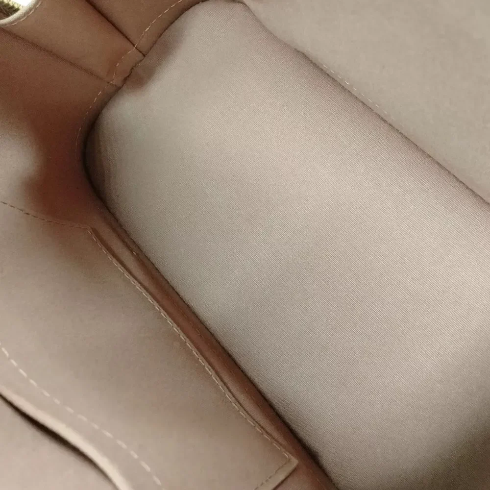 Auth Louis Vuitton Camel Brown Vernis Patent Leather 2way LV Alma BB Satchel